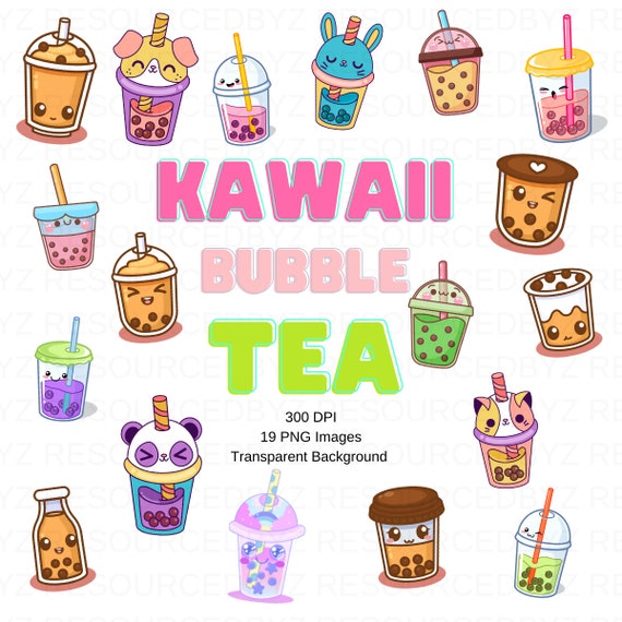 Watercolour Bubble Tea Clipart Kawaii Boba Tea Milk Tea PNG 