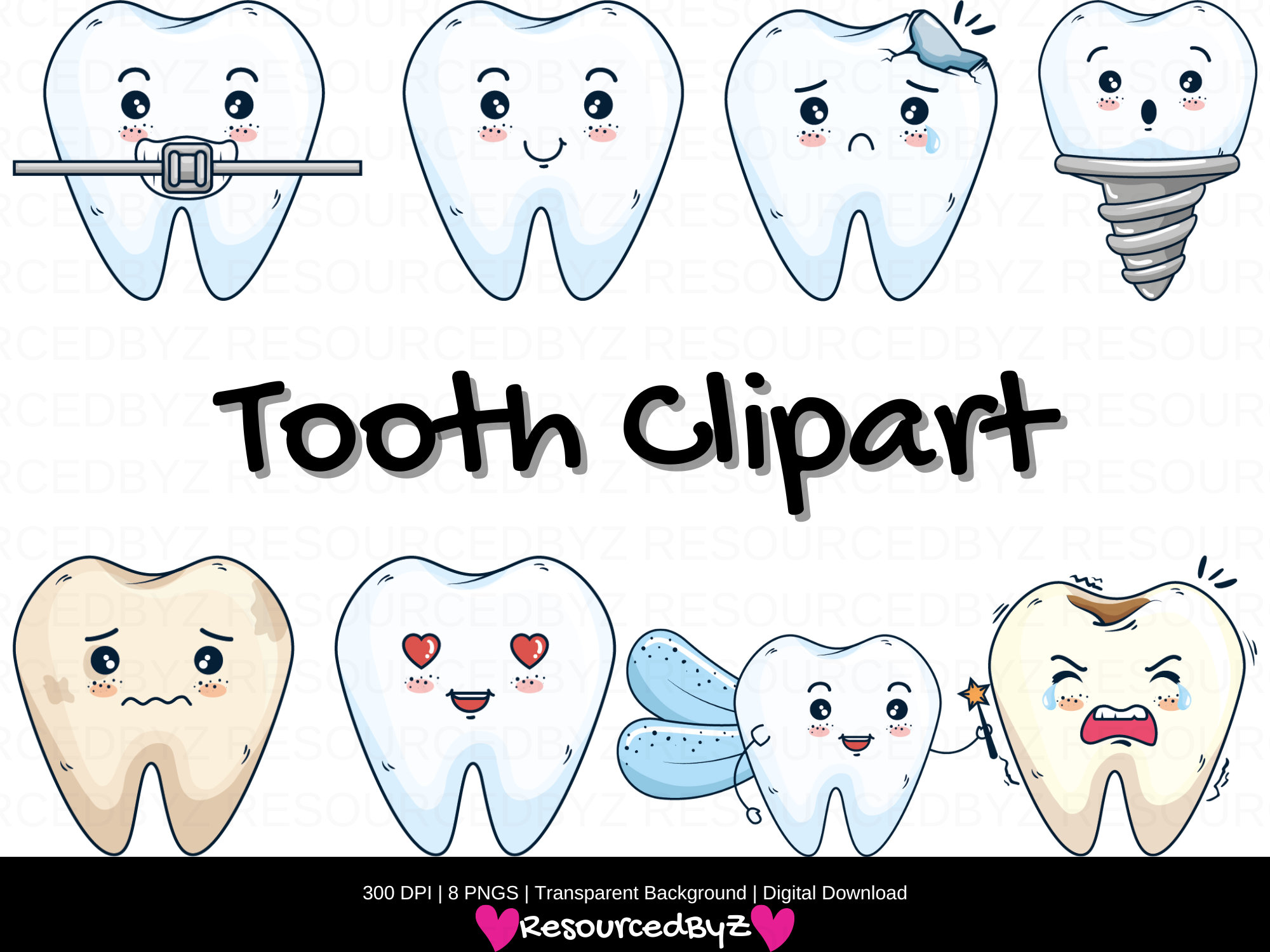 Tooth Clipart Instant Download Dental Cavity Tooth PNG Teeth Tooth