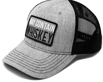 Funny &quot;May Contain Whiskey&quot; Trucker Hat – Whiskey Helps, Whiskey Lover Gift, Bourbon Enthusiast Hat, Perfect Gift Idea