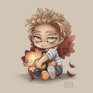 Chibi Hawks with Endeavor Plushie - Print
