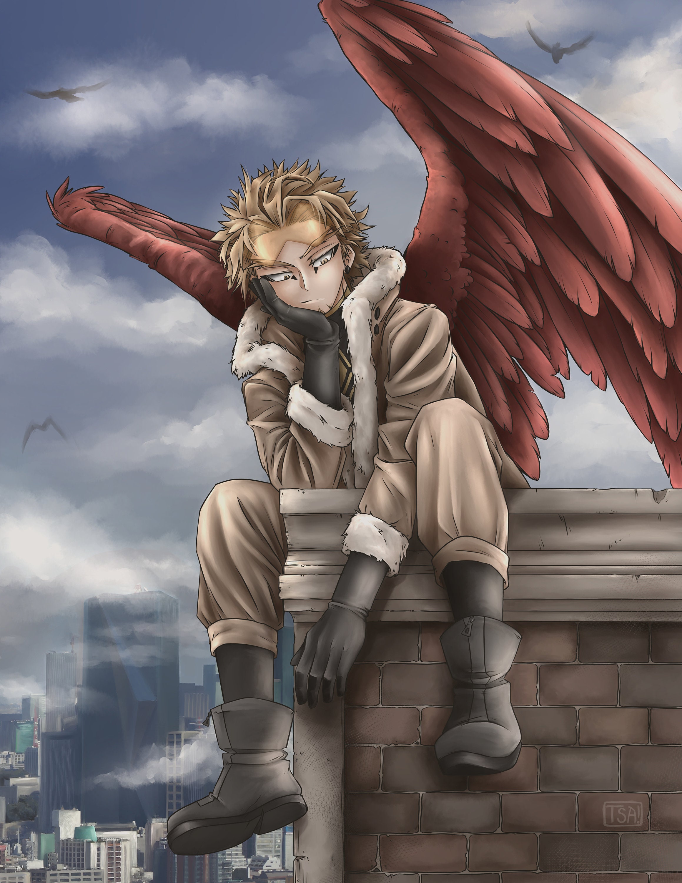 Rooftop Gaze Hawks - Print - Etsy