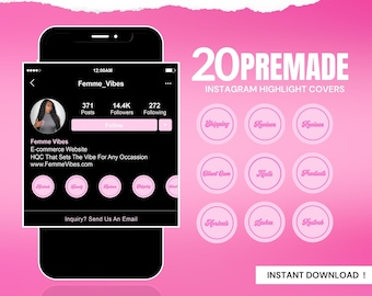 Różowe i białe okładki wyróżnień, szablony canva, okładki wyróżnień na Instagramie, ikony na Instagramie, DIY wyróżnienia na Instagramie, gotowe okładki na Instagramie