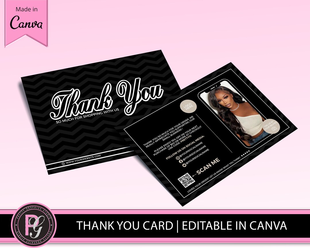 DIY Canva Template | Premade Thank You Card,editable Thank You Card ...
