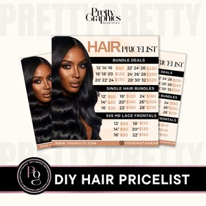 DIY Social Media Hair Price List | Flyer Template| Hair | Bundle | Boutique | Price List | Wig | Braids | Editable Template Flyer