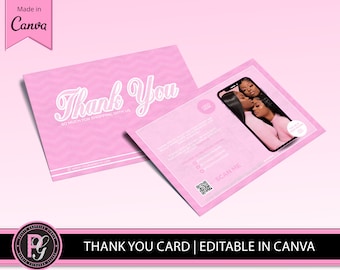 Editable Thank You Card, DIY Canva Template,Premade Thank You Card,Editable Business Thank You Card Thanks For Your Purchase Card,