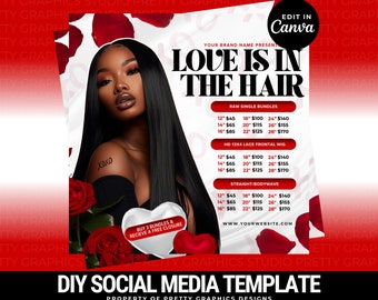February Booking Flyer, Valentines Day Braid Flyer, Valentines Day Flyer, February braid, Braid Flyer, Hair Flyer, Lash Flyer, Booking Flyer