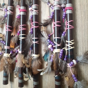 Native Inspired Talking Stick. Brown. Pink. Purple. Ivory. Speaking ...