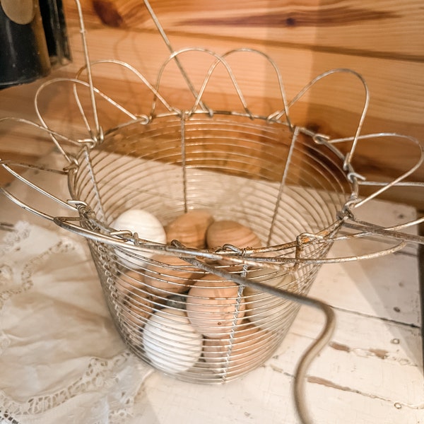 Antique Wire Egg Basket Etsy