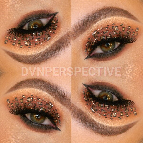 Leopard Glitter Smokey Eye - Digital Download- Eye Art- Makeup Art Collage
