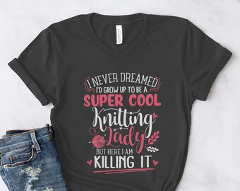 Knitting Shirt, Super Cool Knitting Lady, Knit Gift, Knitting Gift, Knitter Gift, Love To Knit, Love Knitting, Knit Lover, KI002WM01