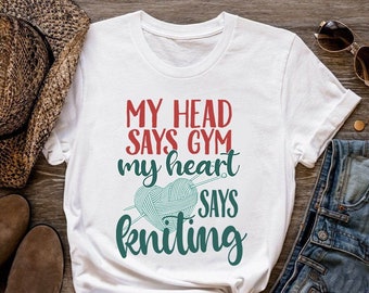 Shirt breien, mijn hart zegt breien, brei cadeau, brei cadeau, brei cadeau, liefde om te breien, hou van breien, brei minnaar, KI273WM01