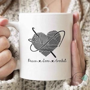 Crochet Mug, Peace Love Crochet, Crochet Gift, Crochet Gift Idea, Crochet Love, Crochet Lover, Crochet Lover Gift, CO166WM04