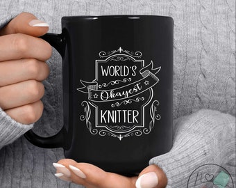 Knitting Mug, World's Okayest Knitter, Knit Gift, Knitting Gift, Knitter Gift, Love To Knit, Love Knitting, Knit Lover, KI322WM04
