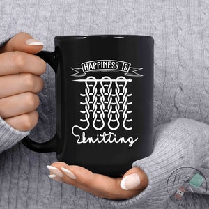Knitting Mug, Happiness Is Knitting, Knit Gift, Knitting Gift, Knitter Gift, Love To Knit, Love Knitting, Knit Lover, KI180WM04