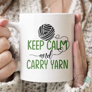 Crochet Mug, Keep Calm And Carry Yarn, Crochet Gift, Crochet Gift Idea, Crochet Love, Crochet Lover, Crochet Lover Gift, CO180WM04