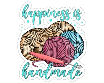 Crochet Sticker, Happiness Is Handmade, Crochet Gift, Crochet Gift Idea, Crochet Love, Crochet Lover, Crochet Lover Gift, CO269WM09