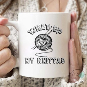 Knitting Mug, What Up My Knittas, Knit Gift, Knitting Gift, Knitter Gift, Love To Knit, Love Knitting, Knit Lover, KI184WM04