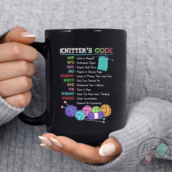 Knitting Mug, Knitter's Code, Knit Gift, Knitting Gift, Knitter Gift, Love To Knit, Love Knitting, Knit Lover, KI216WM04