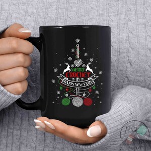 Crochet Mug, Merry Crochet Happy New Yarn, Crochet Gift, Crochet Gift Idea, Crochet Love, Crochet Lover, Crochet Lover Gift, CO173WM04