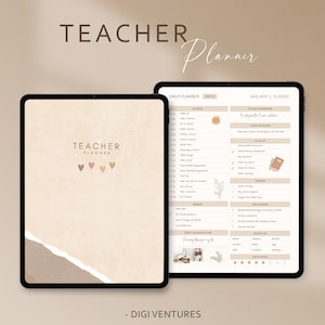 Teacher Minimalist Boho Theme Dated iPad Planner Resource for GoodNotes, Notability, 2023 Digital Teacher Planner, Academic School Planner