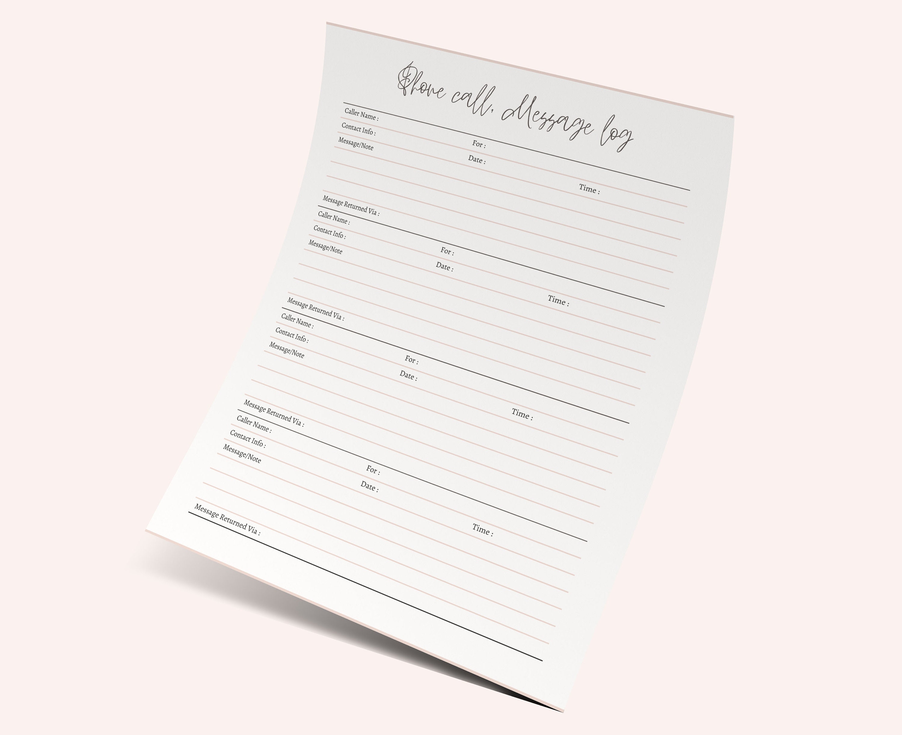 Phone Call Message Log Voicemail Tracker Message Planner - Etsy