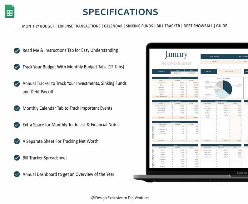 Yearly Budget Spreadsheet Template Annual Budget Planner Google Sheet ...