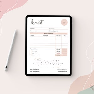 Printable Receipt Template, Canva Printable Billing Template, Editable in Canva, 4 Premade Minimal Colors, Order Form, Business Receipt