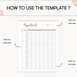 Appointment Log Printable Template Editable Appointment Sheet Digital Time Block Template Daily Appointment Organizer Productivity Planner