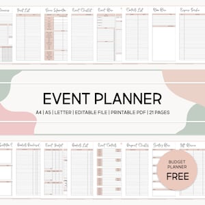 Printable Event Planner Bundle  - Event Organizer - Editable Party Guest List Tracker Template - Budget Checklist - Event Planning Templates