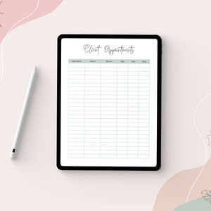 Printable Client Appointment Log, Client Appointment Tracker, Client Meeting Reminder, Client Appointments Template, Customer Meeting Record