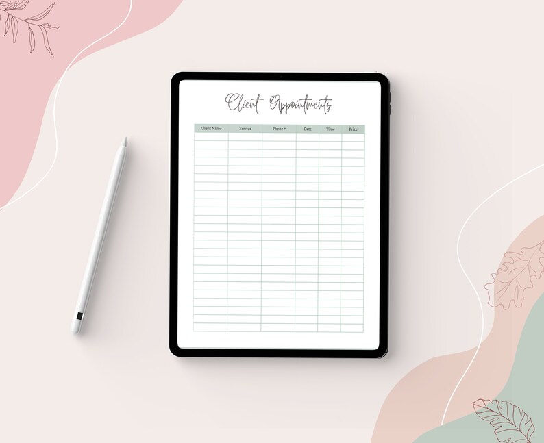 Printable Client Appointment Log, Client Appointment Tracker, Client Meeting Reminder, Client Appointments Template, Customer Meeting Record