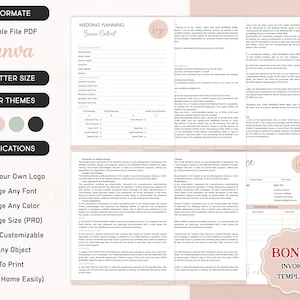 Editable Wedding Planning Services Contract, Professional Wedding Planner Agreement, Event Coordinator Canva Template, Instant Download