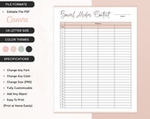 Printable Social Media Content Template, Social Media Marketing Planner, Editable Content Planner Worksheet, Digital Social Media US Letter