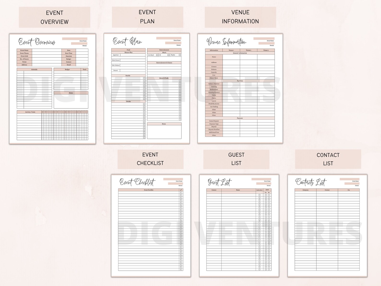 Printable Event Planner Bundle Event Organizer Party Guest - Etsy