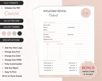 Editable Inflatable Rental Contract: Event Party Agreement (Printable PDF)