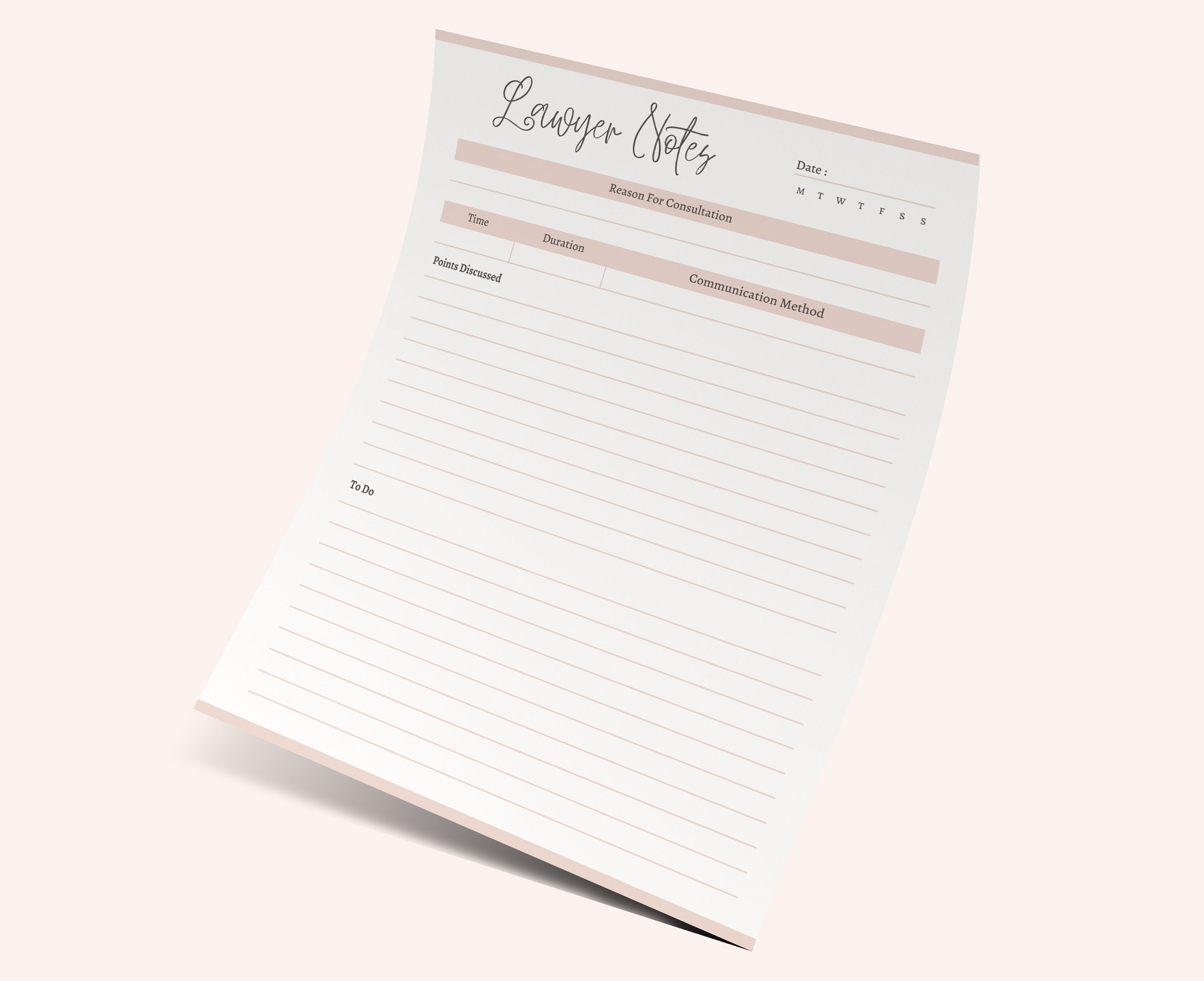 Legal Note Layout Printable Lawyer Notes, Editable Lawyer Planner, Law Client Note ...