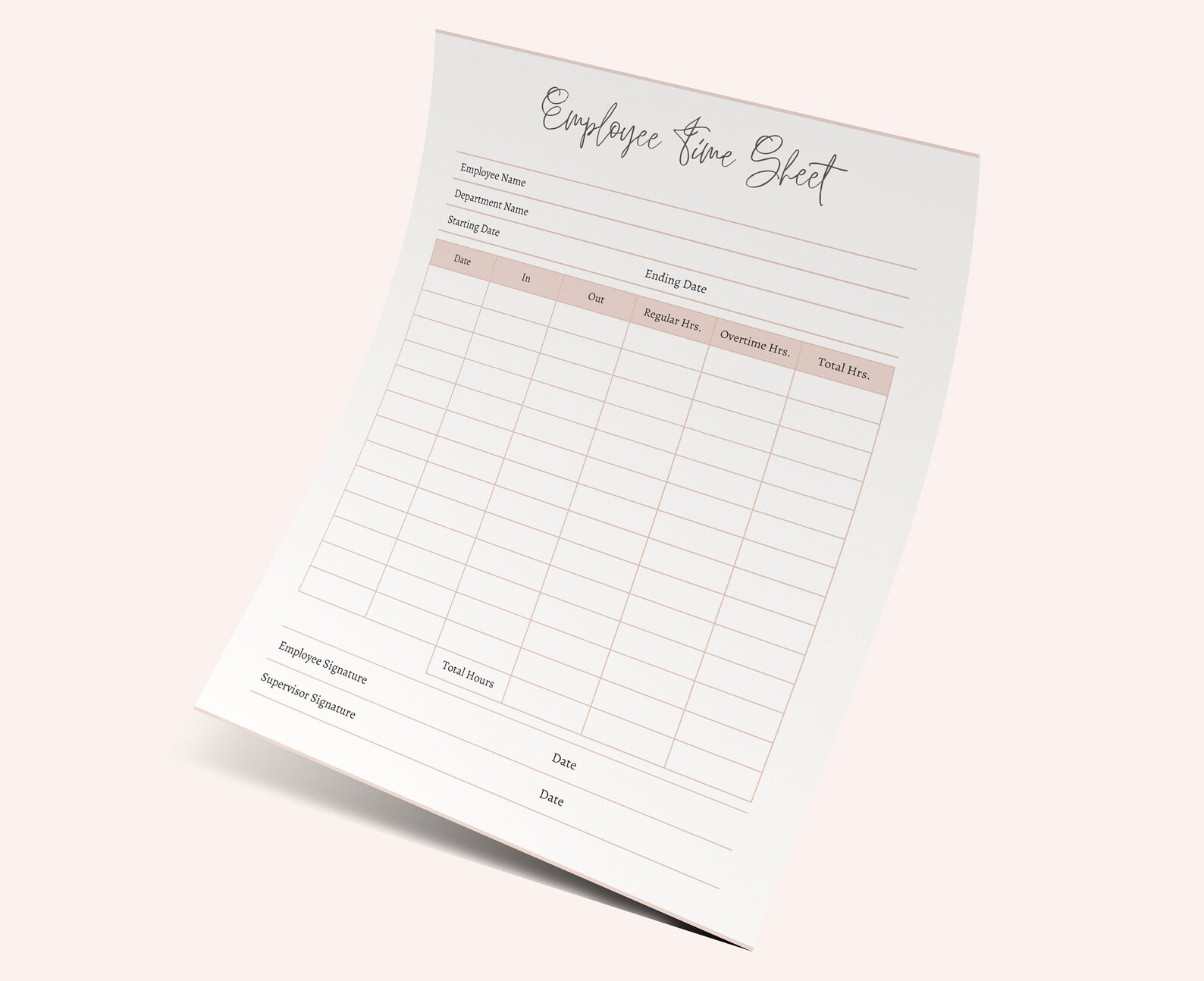 Employee Time Sheet Editable Canva Digital Template - Printable Time ...