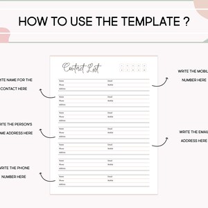 Editable Contact List Template, Canva Client Contact Information ...