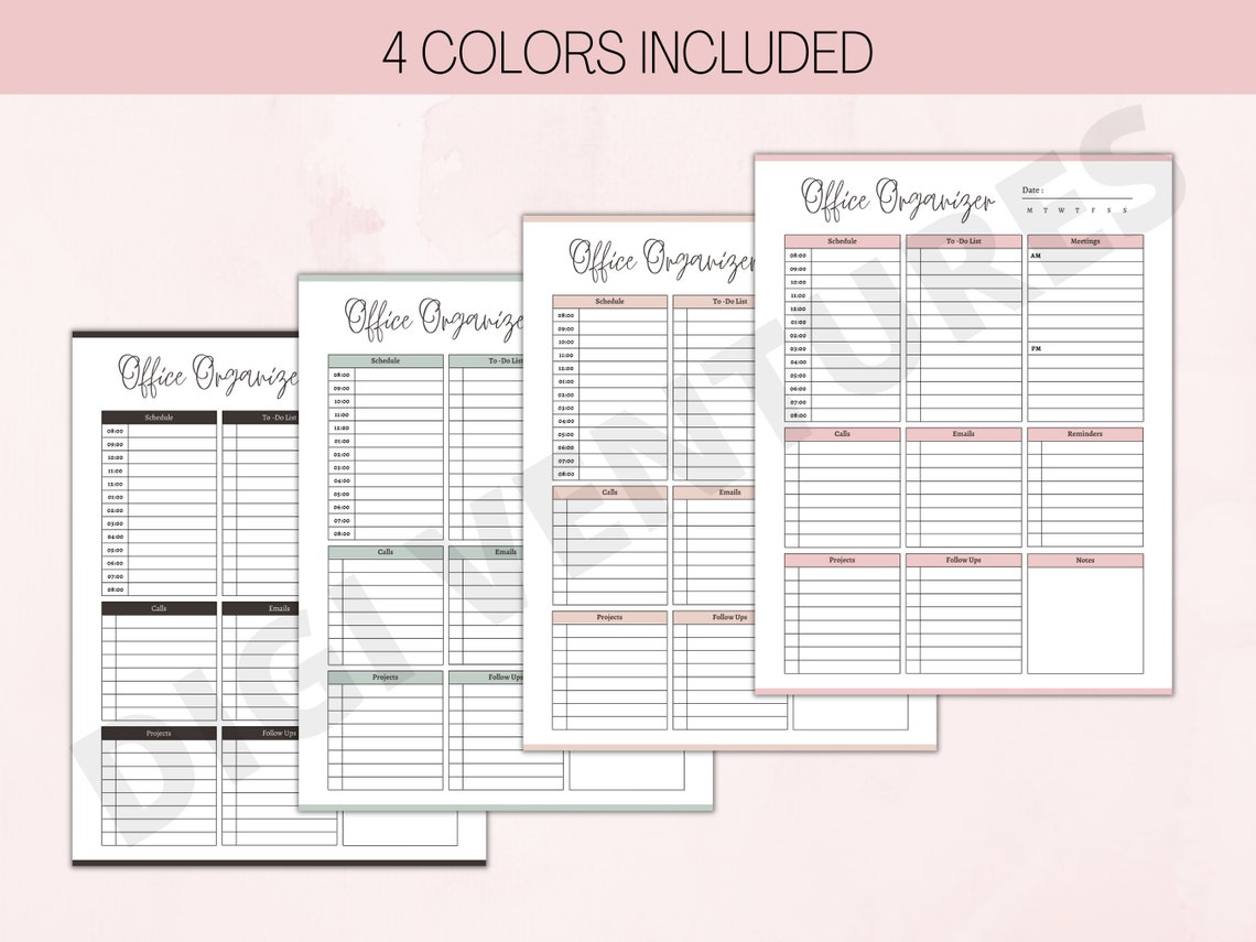 Office Organizer Printable Editable Work & to Do List Etsy