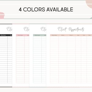 Printable Client Appointment Log, Client Appointment Tracker, Client Meeting Reminder, Client Appointments Template, Customer Meeting Record