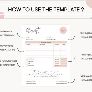 Printable Receipt Template, Canva Printable Billing Template, Editable in Canva, 4 Premade Minimal Colors, Order Form, Business Receipt
