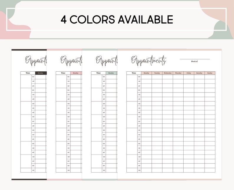Appointments Printable Template Editable Appointment Sheet - Etsy