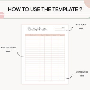 Checkbook Registration log Printable, Income and Expense Canva Tracker, Account Ledger Transaction Register, US Letter Size, Finance Tracker