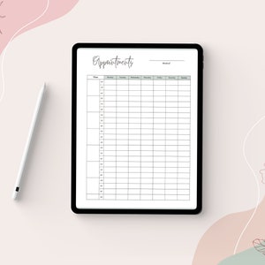 Appointment Log Printable Template Editable Appointment Sheet Digital Time Block Template Daily Appointment Organizer Productivity Planner