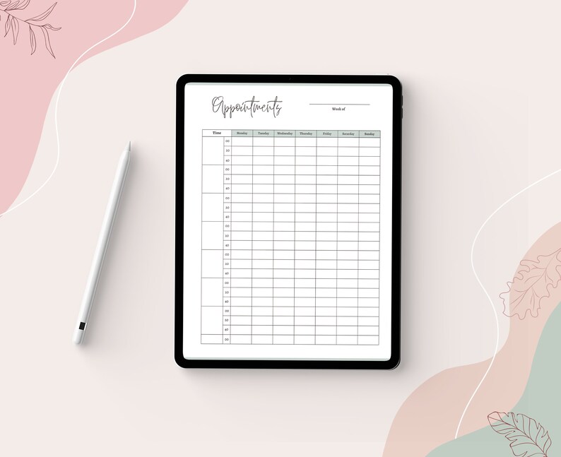 Appointment Log Printable Template Editable Appointment Sheet Digital Time Block Template Daily Appointment Organizer Productivity Planner