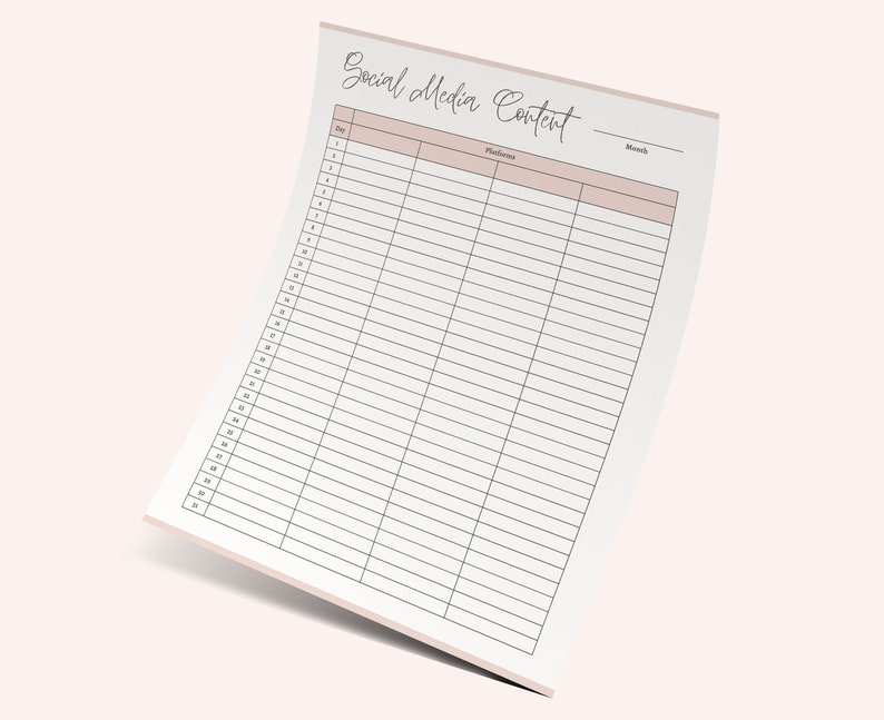Printable Social Media Content Template Social Media - Etsy