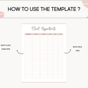 Printable Client Appointment Log, Client Appointment Tracker, Client Meeting Reminder, Client Appointments Template, Customer Meeting Record