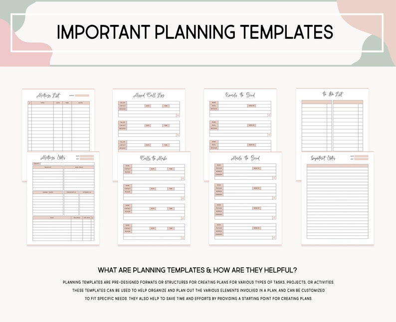 Work Planner Daily Office Tasks Manager Editable Printable Employee Schedule Business Meetings Emails Tracker Project to do list Checklists image 7