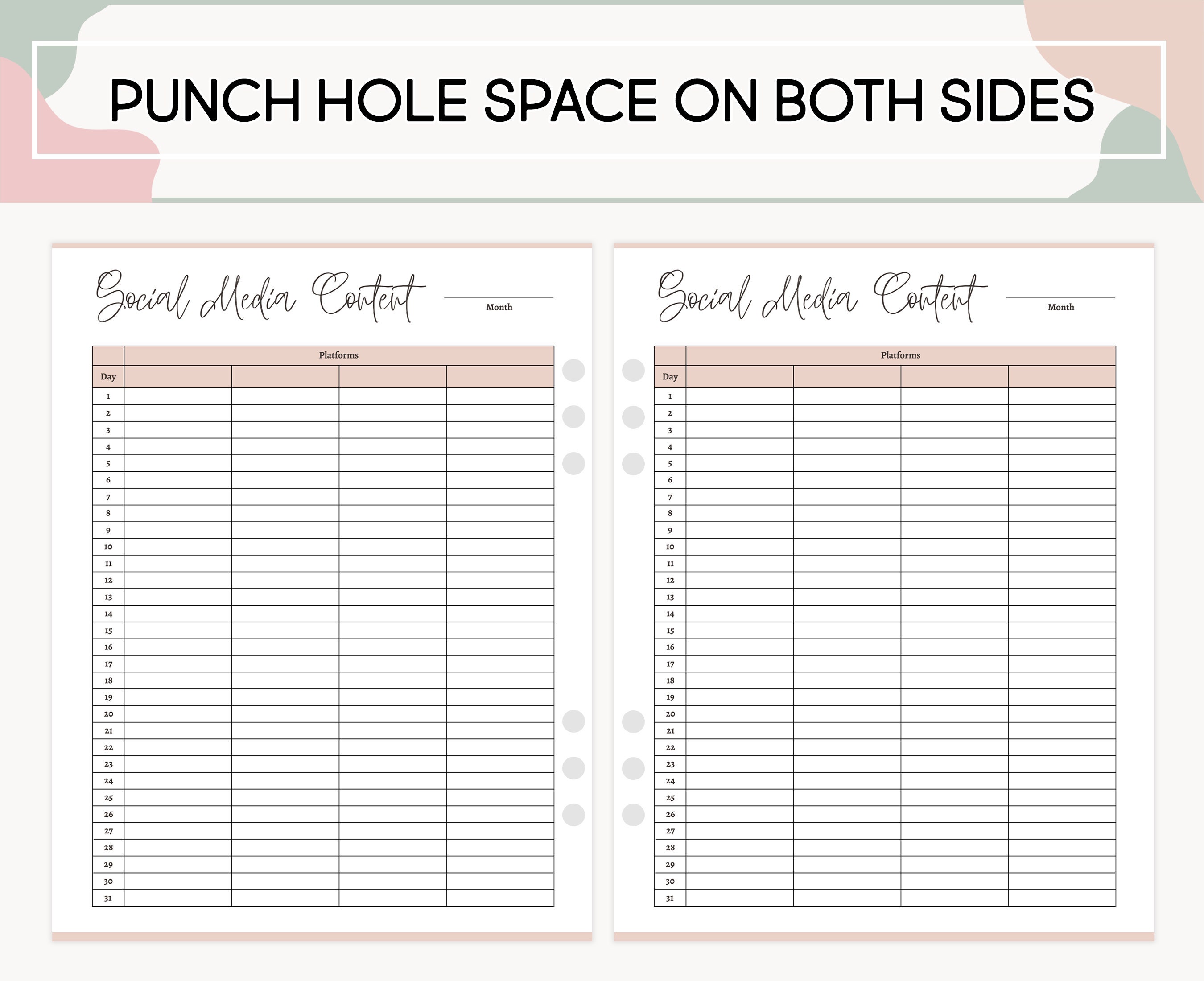 Printable Social Media Content Template Social Media - Etsy