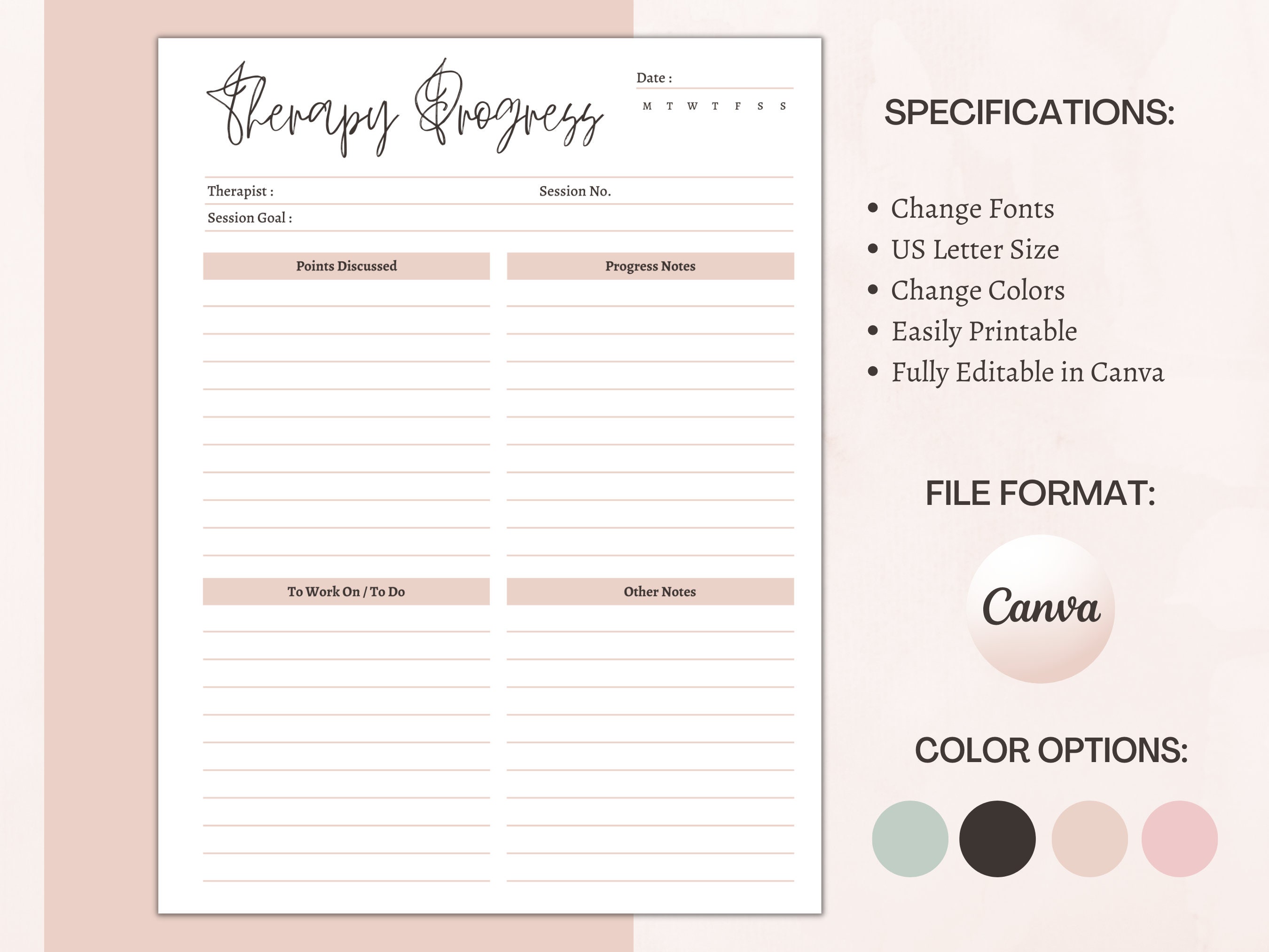 Therapy Session Note Tracker - Etsy